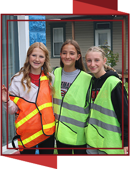 Students with safety vests on